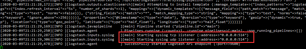 可以看到logstash启动以后开启了514端口的tcp和upd协议的侦听