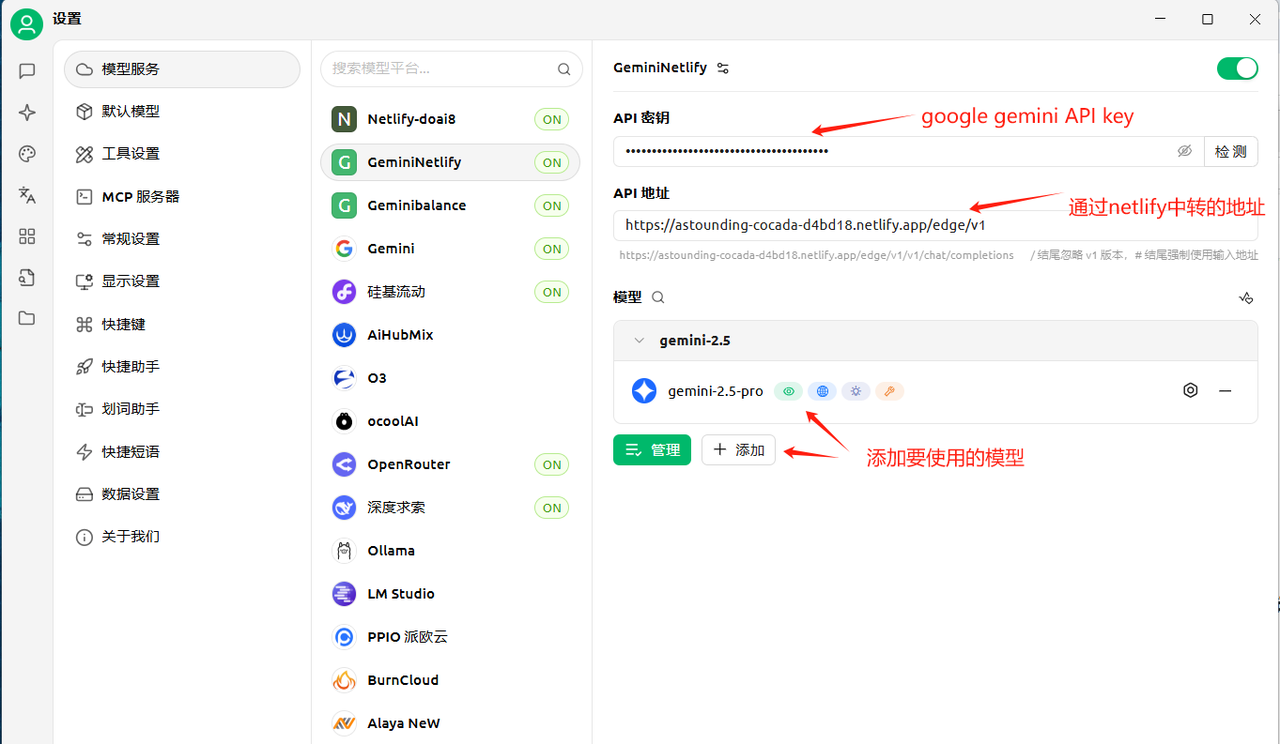 Cherry Studio中配置API key