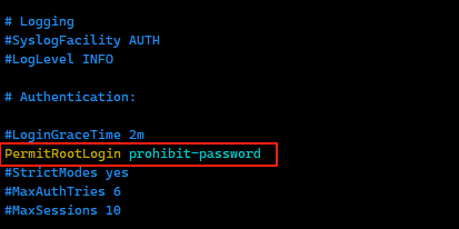 PermitRootLogin prohibit-password