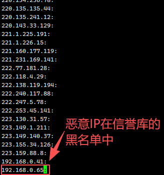恶意IP在信誉库的黑名单中