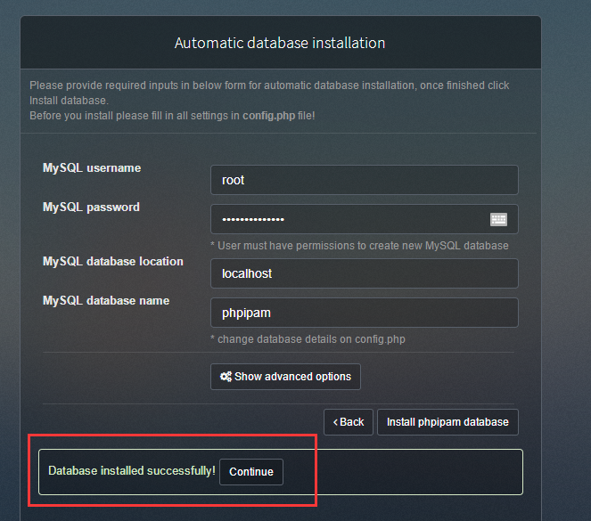 数据库安装成功