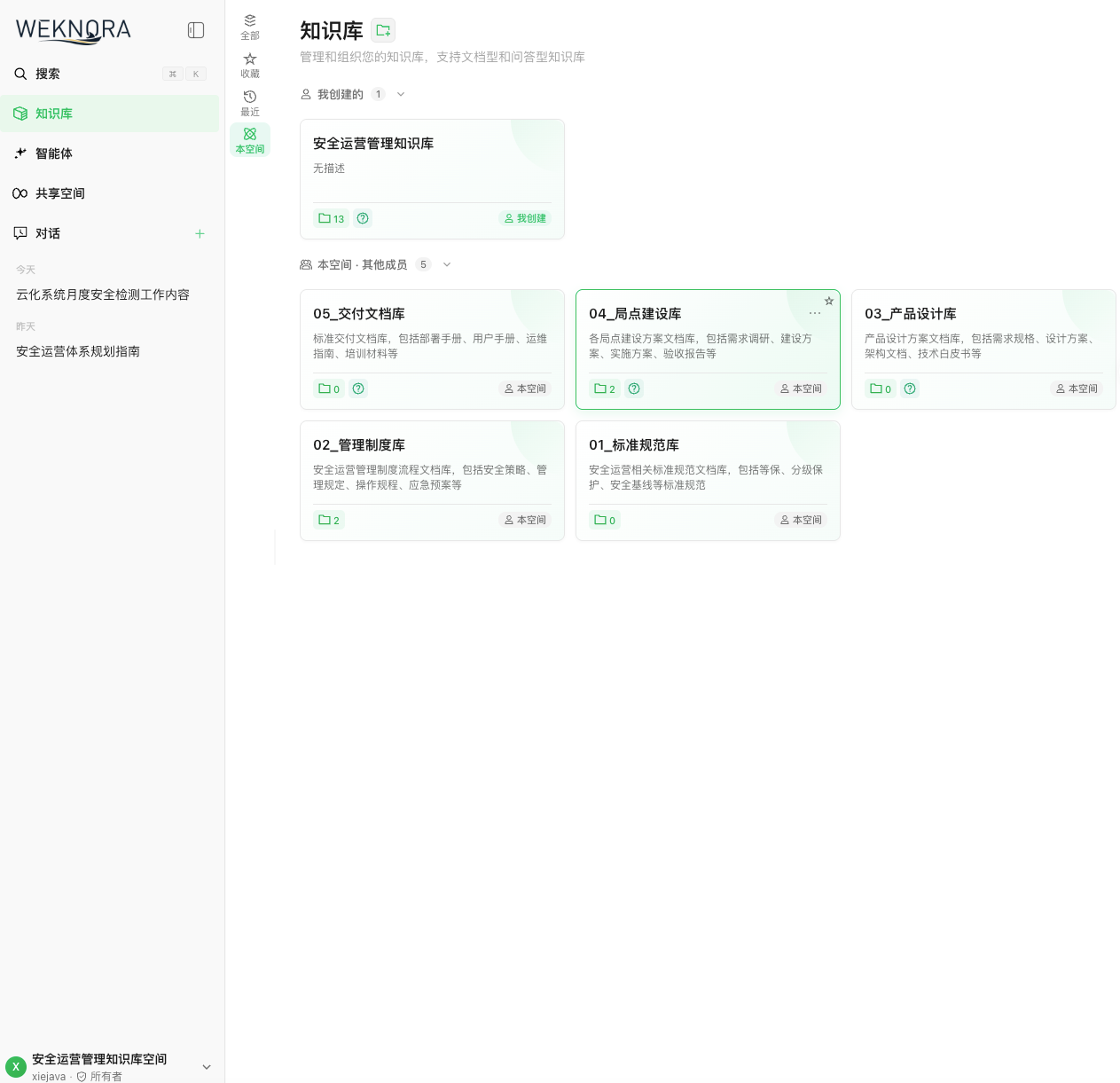 WeKnora 知识库列表